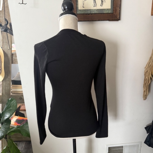 Rag & Bone Bowery Black Long Sleeve Peek A Boo Button Henley XS - Picture 6 of 6